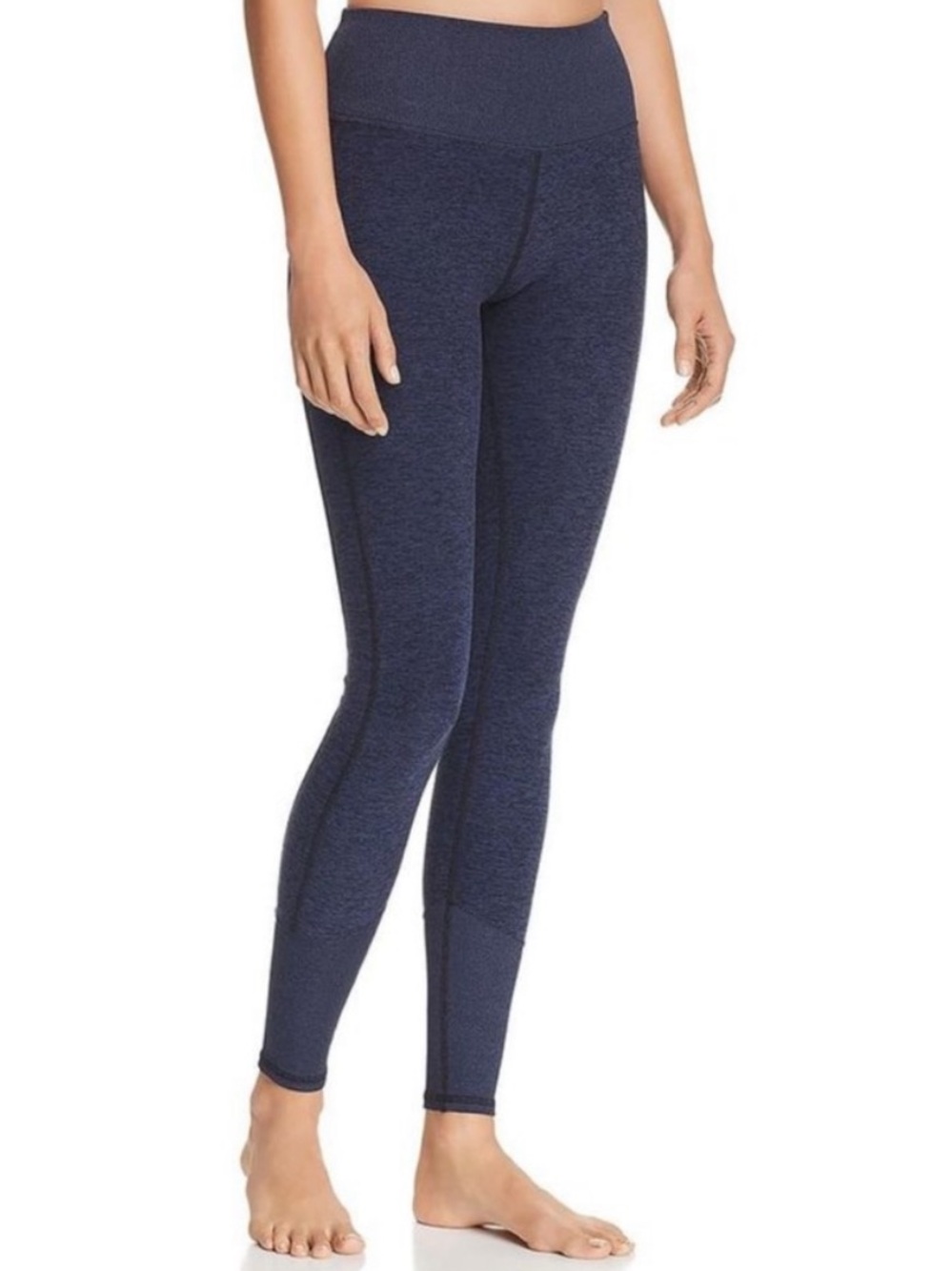 ALO Alosoft High Waist Leggings in Heather Navy w Ribbed Ankle and Waist